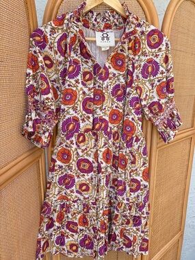 NWOT Figue 100% Cotton Halima Bohemian Dress Ruffled Paisley Tiered Mini